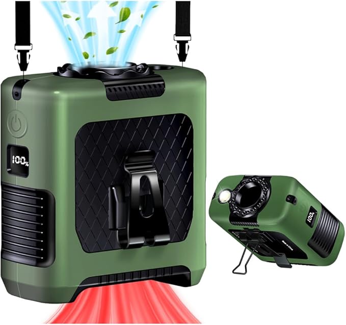 AINFTIME 2025 Portable Waist Clip Body Fan 10000mAh Personal Wearable 6-40H Powerful Outdoor (10000mAH / Green)