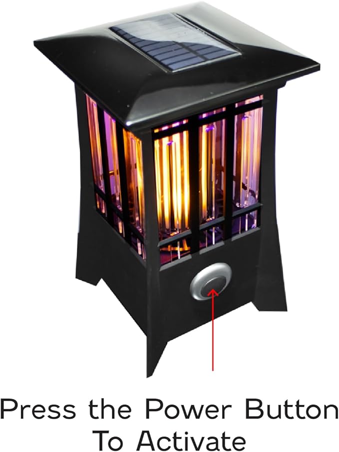 PIC Solar Bug Zapper, Cordless Patio Lantern, 600V Zapping Grid, 2 In 1 Light Mode with LED Flame Effect, Wide 1/2 Acre Coverage, Weatherproof, Auto On/Off, Showstopping Fly Trap Design, Pack of 2