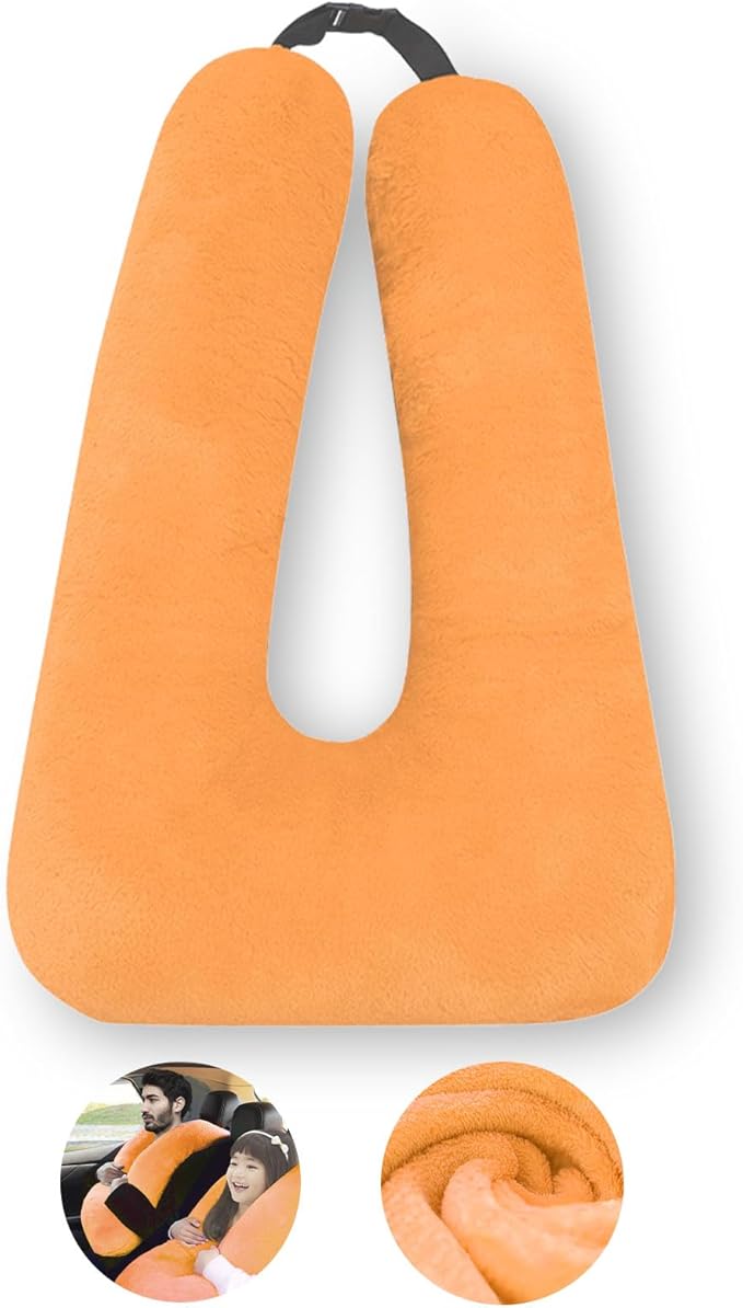 Travel Pillow, Travel Pillow for Kids, Sleeper Hold Pillow Travel, Removable U-Shaped Pillow for Adults and Children to Support Head and Body in The Back Seat of Long Car Trips (Orange)