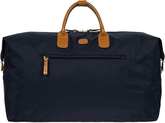 Bric's X-Travel Deluxe Duffle for Men and Women - Lightweight Overnight Carry On Travel Luggage with Tuscan Leather Trim and Sleeve Attachment - Water-Resistant Weekender or Gym-Ready Duffel