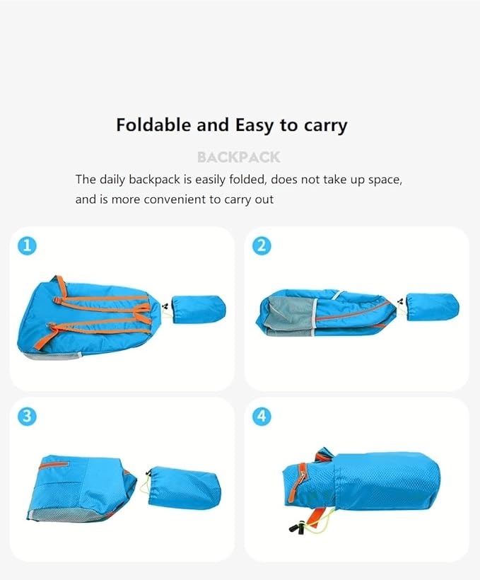 25L Foldable Hiking Backpack Lightweight Packable Basic-Daypack Collapsible Bag Water-Resistant Travel Men Women Camping Cycling Outdoor (Blue)