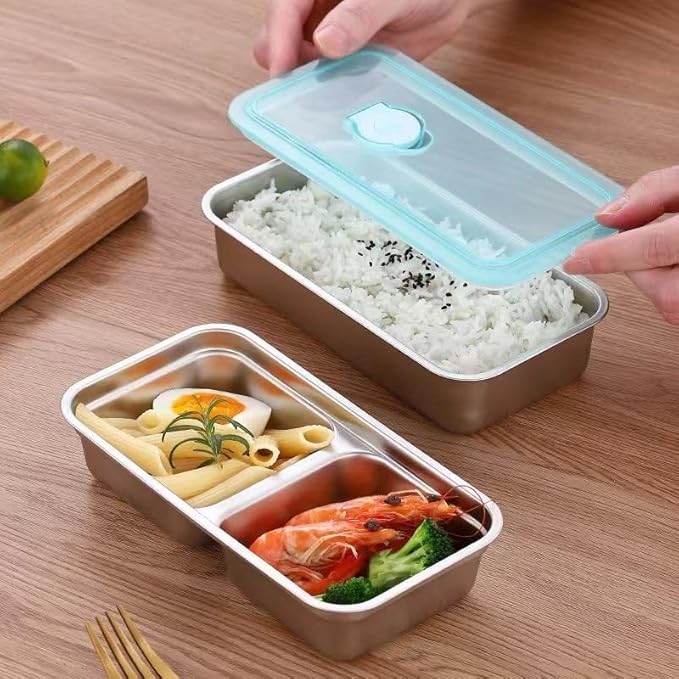Ehigta 2 Pack Stainless Steel Snack Containers, Grab and Go Reusable Food Storage Containers with Lids for Lunch, Picnic, Outdoors & Fitness.