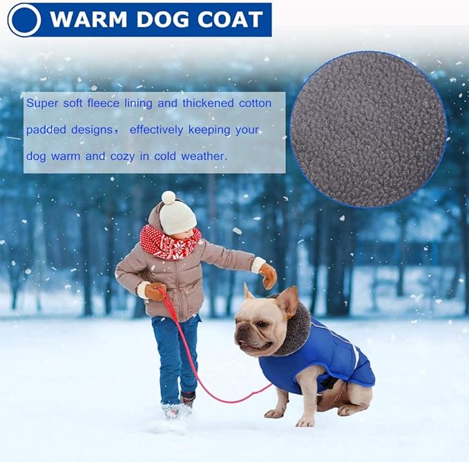 QBLEEV Warm Dog Coat - Reflective Dog Jacket, Waterproof Winter Coat with Turtleneck & Thick Fleece Lining for Small Medium Large Dogs - Snowsuit Christmas Pet Apparel