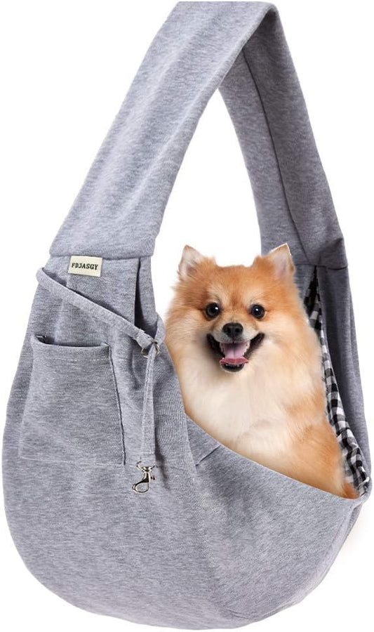 FDJASGY Small Pet Sling Carrier-Hands Free Reversible Pet Papoose Bag Tote Bag with a Pocket Safety Belt Dog Cat for Outdoor Travel Charcoal Gray