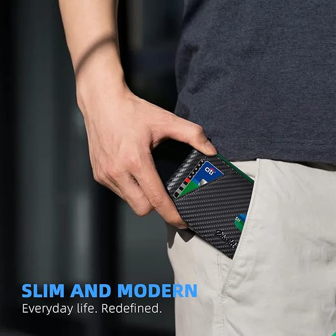 Zitahli Wallet for Men - with Money Clip Slim Leather Slots Credit Card Holder RFID Blocking Bifold Minimalist Wallets with Gift Box