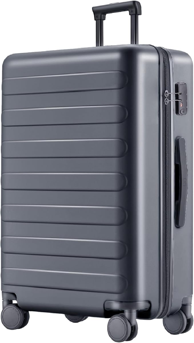 NINETYGO Large Checked Luggage 28 Inch, Checking In Luggage with Smooth Spinner Wheels, Lightweight, Hard Shell PC Suitcase, Lightweight Travel Luggage, TSA Approved (Grey, Rhine Basic)