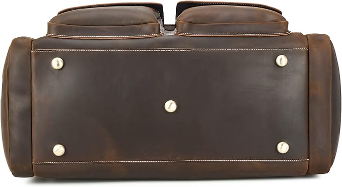 Polare 23" Duffel Retro Thick Full Grain Cowhide Leather Gym Weekender Overnight Luggage Bag 42L