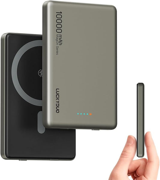 LUCKYDUO Ultra Slim 10000mAh for Magnetic Portable Charger,0.47IN Thin Wireless Magnetic Power Bank, Compact Battery Pack with PD 20W Two Way USB-C Charging,Compatible with iPhone 16/15/14/13 Series