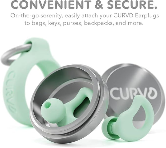 CURVD Everyday Earplugs + Case Clip Bundle, The Perfect earplug for Sleep, Travel, Noise Sensitivity/canceling + Case Clip Package Portable Waterproof Container & Silicone Sleeve for Ear Plugs(Mint)