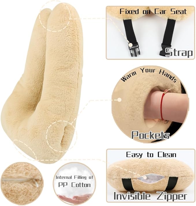 Sexysamba Travel Pillow with Sleep Mask Set Car Pillow Kids Travel Pillow for Sleeping U Shaped Car Seat Pillow Head Neck Body Support for Kids and Adults Road Trip Accessories,Apricot