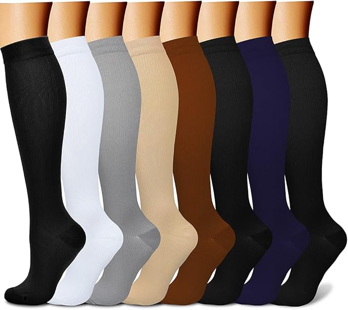 CHARMKING Compression Socks for Women & Men Circulation (8 Pairs) 15-20 mmHg is Best Support for Athletic Running,Cycling