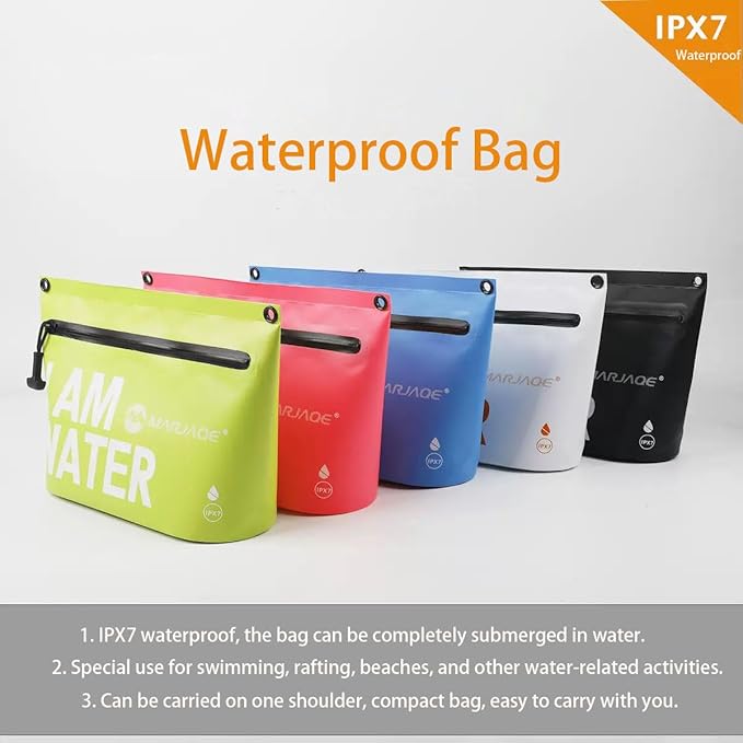 IPX7 Waterproof Dry Bag 2.5L Floating PVC Dry Sack with Waterproof Zipper Shoulder Strap for Kayaking Swimming Beach Travel Boating Camping Hiking Canoeing Paddleboarding Water Sports (white)