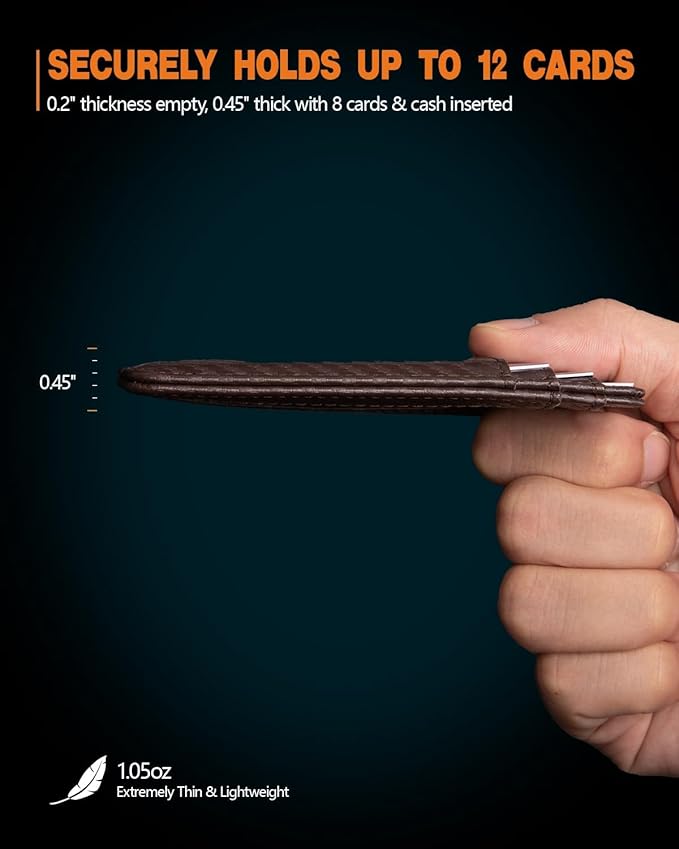 RUNBOX Slim ID Cases Minimalist Front Pocket RFID Blocking Leather Wallets for Men and Women Card Holder Wallets Gifts for men