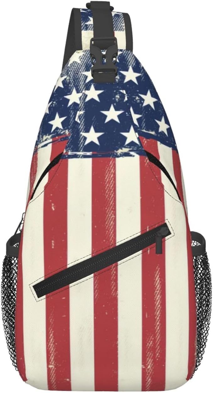 American Flag Sling Bag Multipurpose Crossbody Sling Backpack Travel Cycling Hiking Shoulder Bag For Women Men