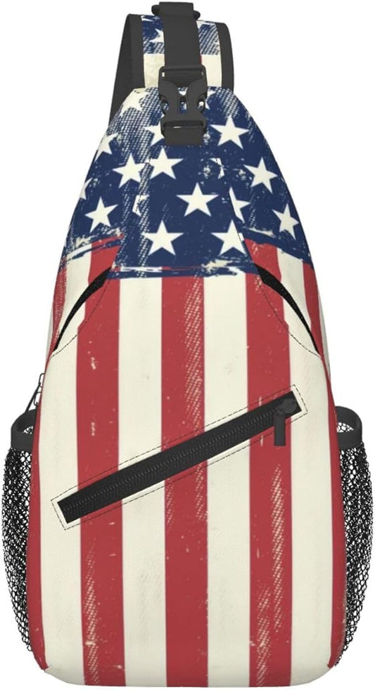 American Flag Sling Bag Multipurpose Crossbody Sling Backpack Travel Cycling Hiking Shoulder Bag For Women Men