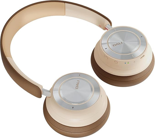 DALI IO-8 Over-The-Ear Wireless/Wired Hi-Fi Headphones with ANC, Bluetooth AptX & Patented SMC Driver Technology, 35 Hours Battery Life (Caramel White)
