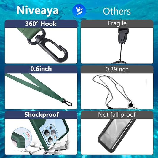 Niveaya Waterproof Phone Pouch, Waterproof Phone Case Compatible for iPhone 15 14 13 12 Pro Max Up to 7", IPX8 Cellphone Kayak Accessories, Travel Essentials 1Pack