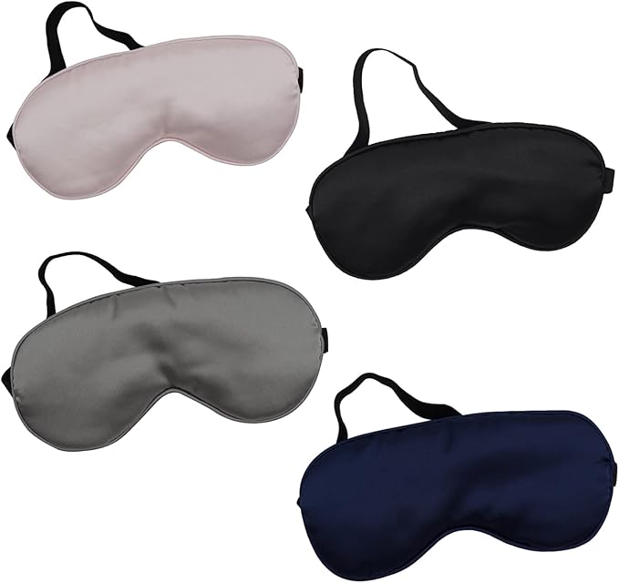 4 Pack Eye Mask for Sleeping Silky Soft Satin Blindfold Adjustable Strap Night Eye Cover for Women Men
