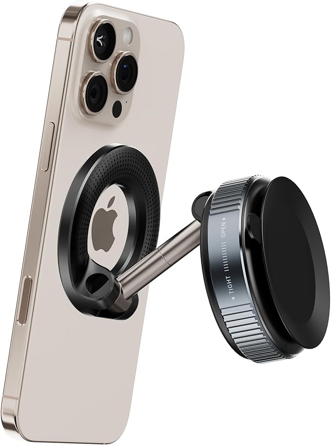 360-Degree Rotating Magnetic Car Phone Mount, Universal Dashboard Holder with Vacuum Suction Base, Strong Magnet for Mobile Devices