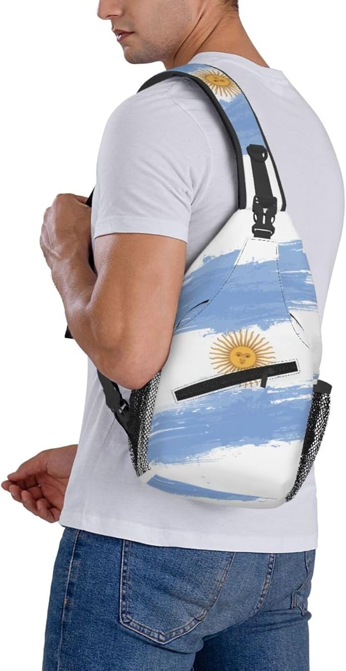 Argentina Flag Sling Bag Multipurpose Crossbody Sling Backpack Travel Cycling Hiking Shoulder Bag For Women Men