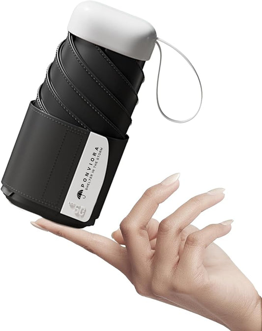 Compact Mini Windproof Travel Umbrella-UPF 50+ Sun & Rain Protection, Small Folding Design Fits in Pocket or Purse, Lightweight Portable with Case for Women, Men & Kids