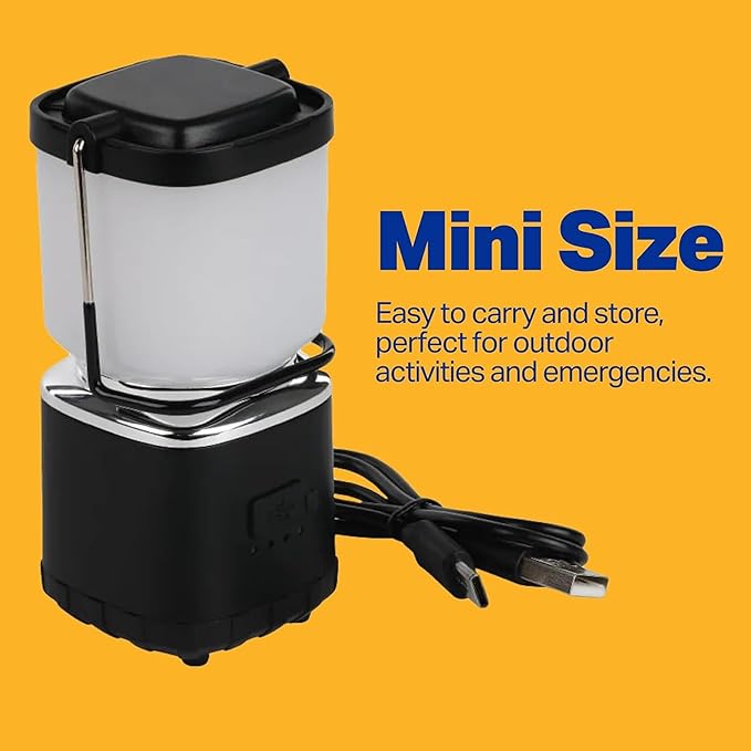 LUXPRO LP189 Mini Lantern - USB-C Rechargeable Camping Light - with 4 Color Modes - Dimmable LED Portable Lantern for Hiking & Emergency - Handy Compact Design (Black, 1-Pack)