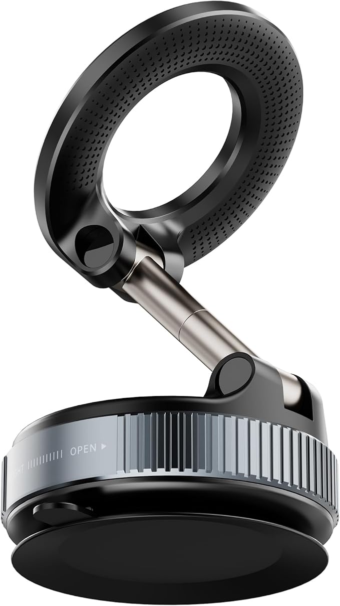 360-Degree Rotating Magnetic Car Phone Mount, Universal Dashboard Holder with Vacuum Suction Base, Strong Magnet for Mobile Devices