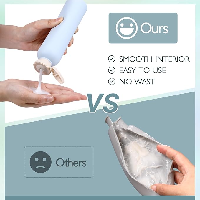 ASEVAT 8.8 oz Plastic Travel Refillable Shampoo Bottles, Empty Squeeze Bottles with Flip Cap, Travel Containers for Shampoo, Conditioner, Lotion, Cream and Liquids (4 Pcs)