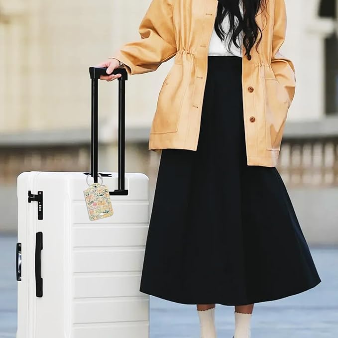 Fintie Luggage Tags, Privacy Cover ID Label with Stainless Steel Loop and Address Card for Travel Bag Suitcase - Postmark (2 Piece)