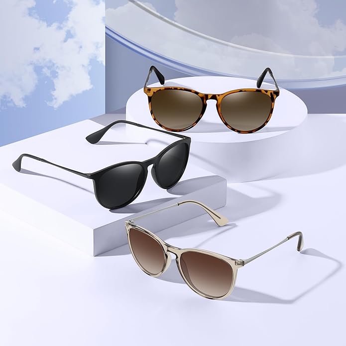 Retro sunglasses womens 2024 trendy round classic glasses