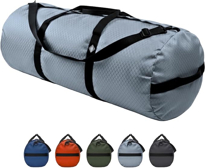 Diamond Ripstop Duffle Bags, Ultra Tough & Tear Resistant, Reinforced Stitching, Weatherproof, Packable Foldable Duffle Bag for Traveling