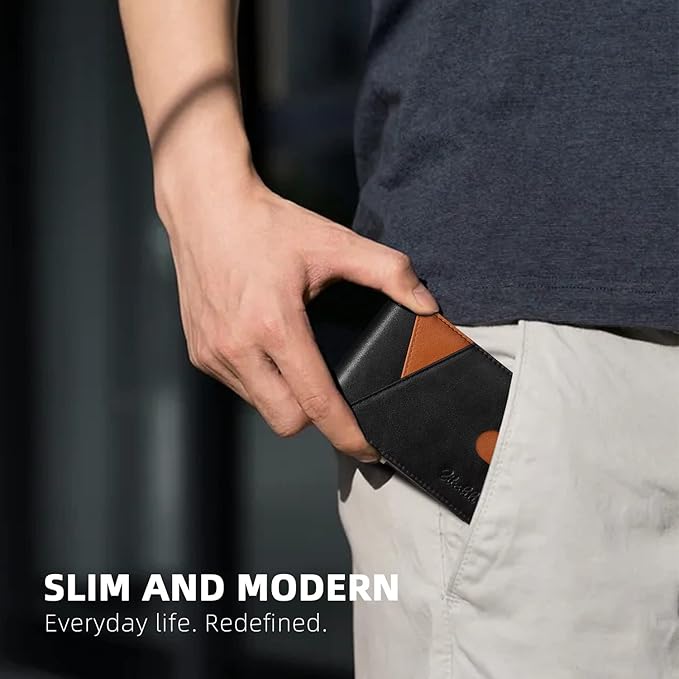 Zitahli Wallet for Men - with Money Clip Slim Leather Slots Credit Card Holder RFID Blocking Bifold Minimalist Wallets with Gift Box