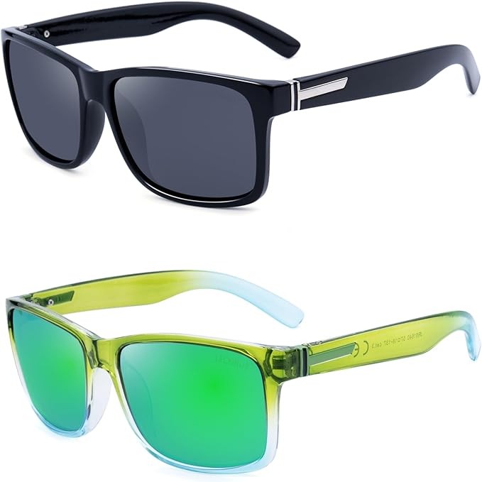 LECKIRUT Vintage Polarized Sunglasses for Men Women Retro Oversized Square Mirror Sun Glasses