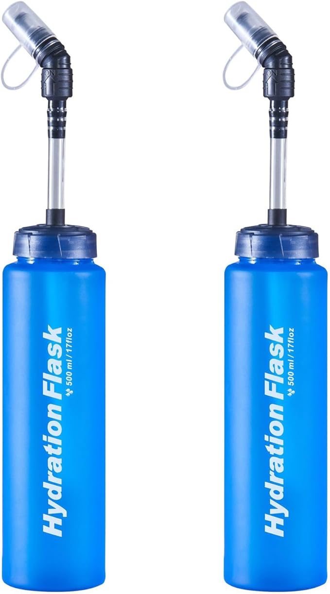 Azarxis TPU Soft Flask Collapsible Water Bottles BPA-Free 250ml 350ml 500ml 600ml for Hydration Vest Pack Running Hiking Cycling Climbing