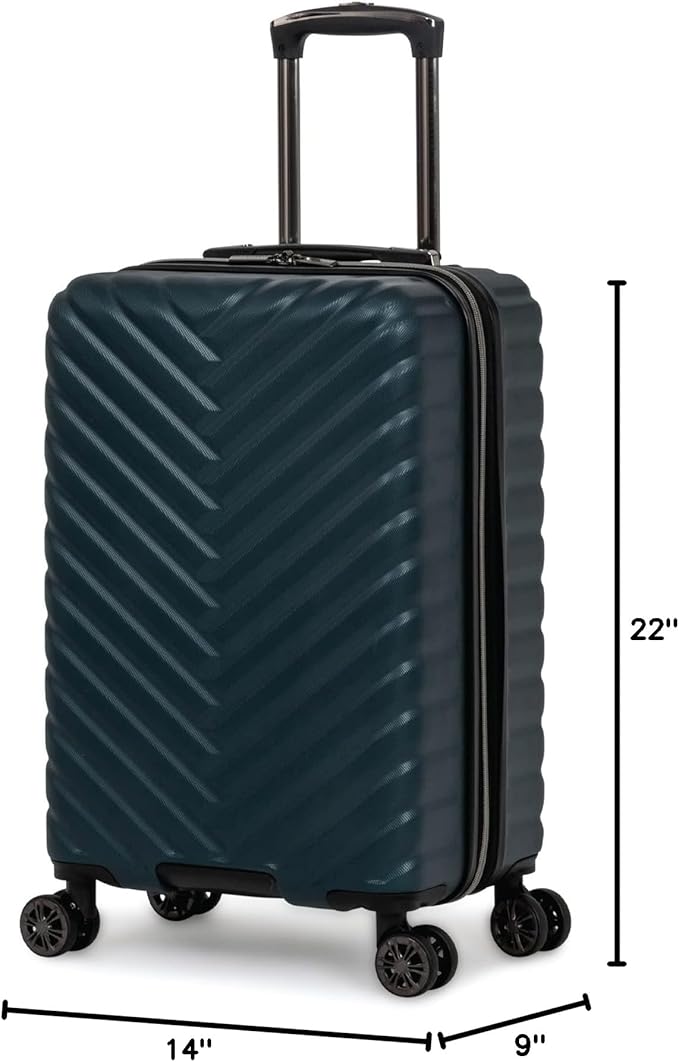 Kenneth Cole REACTION Madison Square Lightweight Hardside Chevron Expandable Spinner Luggage, Emerald, 20-Inch Carry On