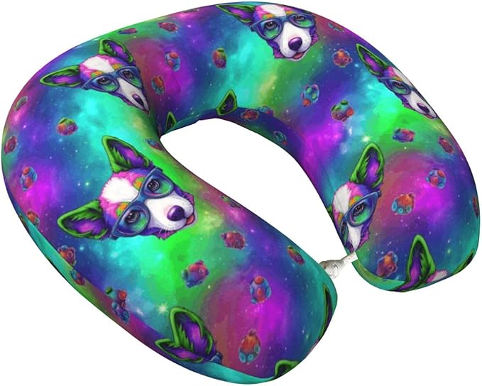 Neck Travel Pillow, Breathable Memory Foam Chin & Head Support Cushion Pit Bull Dog Art for Airplane Car Sleeping Rest