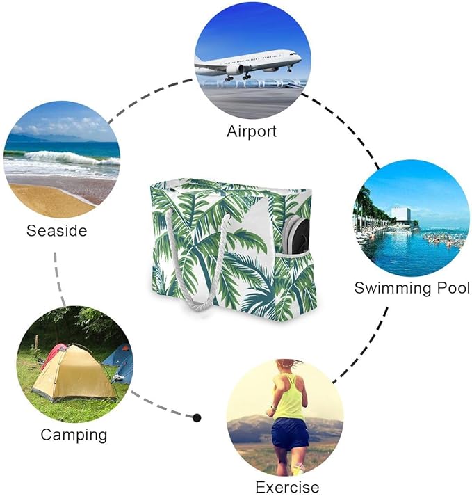 senya Large Beach Shoulder Bags Canvas Tote Water Resistant for Gym Travel Daily