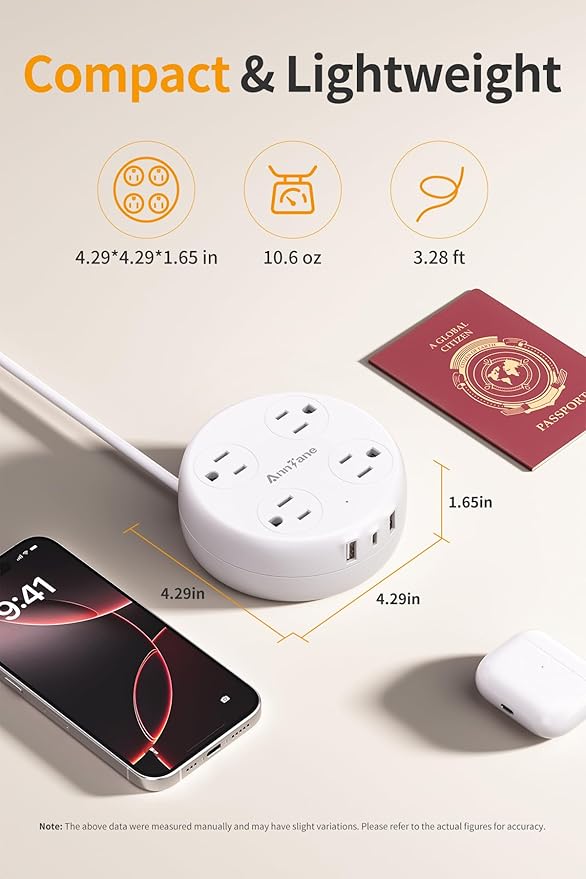 Italy Travel Adapter with USB C, US to Italy Plug Adapter with 4 Outlets 3 USB Ports, Type L Power Adapter for US to Chile Ethiopia Libya Syria Tunisia Uruguay (White)