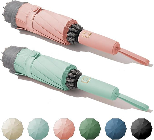 Windproof Travel Umbrella for Rain, Large Portable Reverse Folding Car Umbrella, Inverted Design, Compact Auto Open Close with Durable Waterproof Canopy, Fits Backpack/Women Men, 45.6 Inch