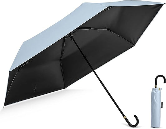 G4Free Mini Travel Umbrella UPF 50+ Ultralight Slim UV Protection Parasol, Windproof Compact Umbrella for Sun & Rain, Portable with J Hook Curved Handle Japanese Style for Women