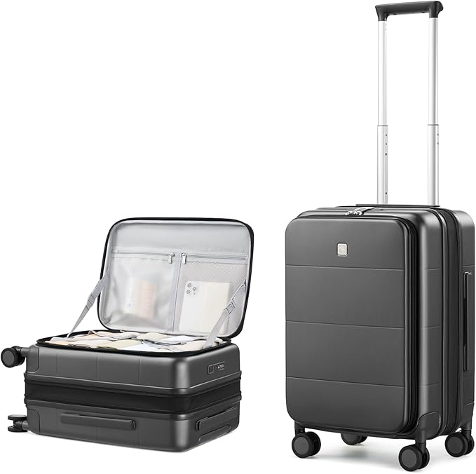 Hanke Hardside Expandable Carry On Luggage, 20 Inch Top Opening Trunk Luggages with Spinner Wheels, All-PC Hard Shell Carry-On Suitcase, Lightweight & TSA Airline Approved (Graphite Grey, 46L)