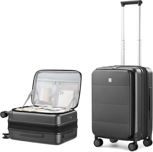 Hanke Hardside Expandable Carry On Luggage, 20 Inch Top Opening Trunk Luggages with Spinner Wheels, All-PC Hard Shell Carry-On Suitcase, Lightweight & TSA Airline Approved (Graphite Grey, 46L)