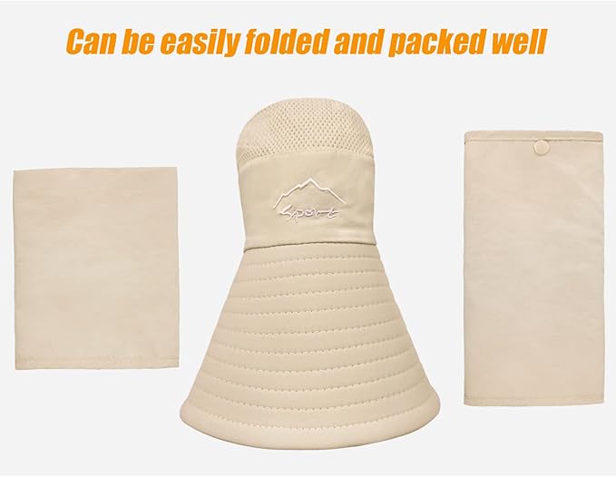 Fishing Hat for Men & Women, Outdoor UV Sun Protection Wide Brim Hat with Face Cover & Neck Flap