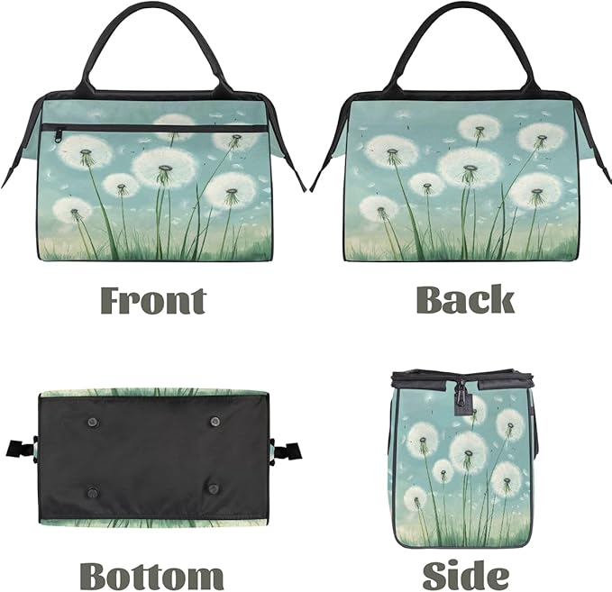 Large Travel Duffle Bag for Women Men,Waterproof Weekender Overnight Bag Carry on Tote Bags for Gym Sport Business Trip,Dandelions Plant Duffel Bags