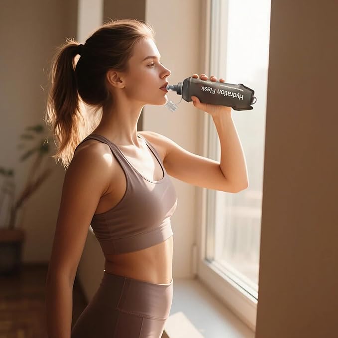 GYGYL Soft Flask, TPU Collapsible Soft Water Bottle for Hydration Pack, Running Vest, Leak-Proof Folding Water Bottle for Hiking Cycling Climbing Jogging-500ml Grey