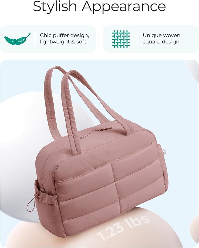 BAGSMART Gym Bag for Women with Toiletry Pouch, Lightweight Weekender Bags for Women with Wet Pocket, 31L Travel Duffle Carry On Bag, Weekender Overnight Bag for Travel,Water Resistant,Dark Pink