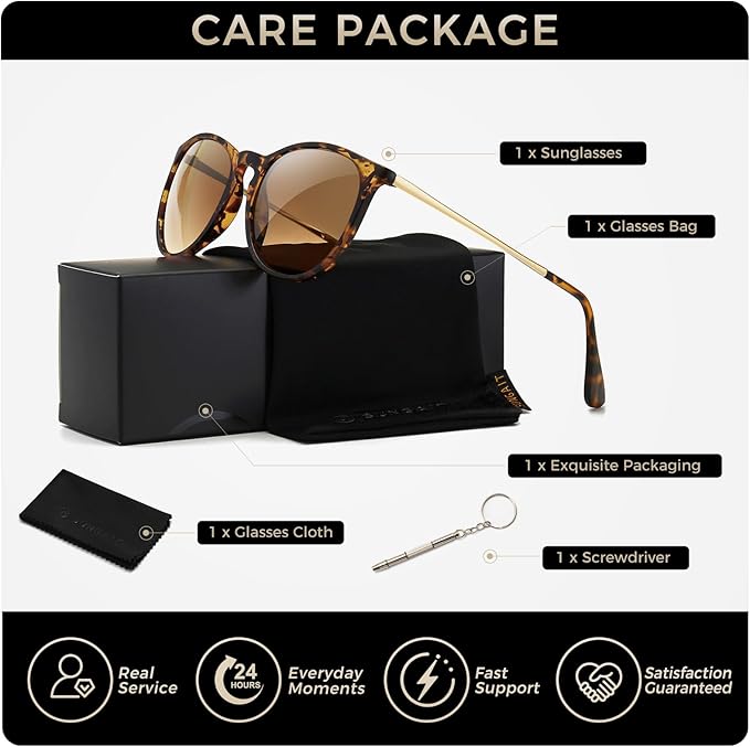SUNGAIT Premium Vintage Round Sunglasses for Women Men Classic Retro Trendy Style