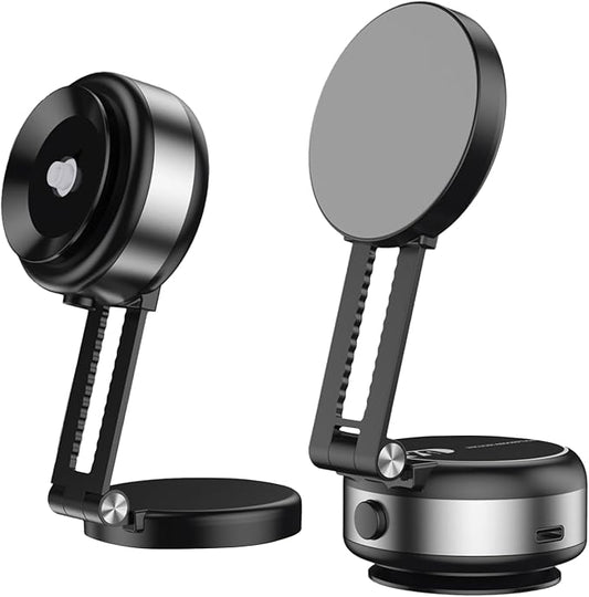 Fostex 2025 Upgraded Vacuum Magnetic Phone Stand,Double Sided Extension 360°Portable Phone Mount,Foldable Portable Vacuum Phone Holder Magnet, Magnetic Cell Phone Holder for iPhone 16/15/14/13/12