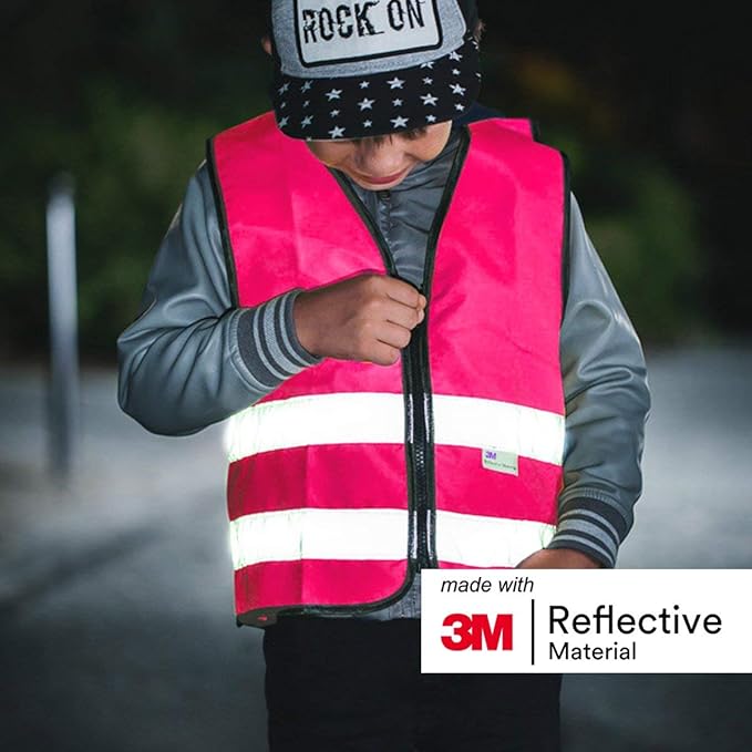 Salzmann Children's High Visibility Vest - Reflective Safety Vest with Zipper - Made with 3M Reflective Material