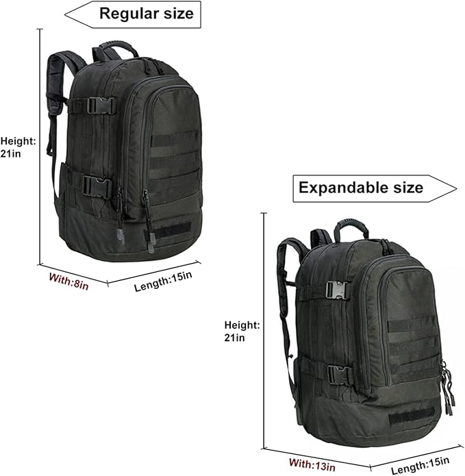 Greencity Laptop Backpacks Tactical 3 Day Expandable Bug Out Bag Classic Case Travel Hiking，Black